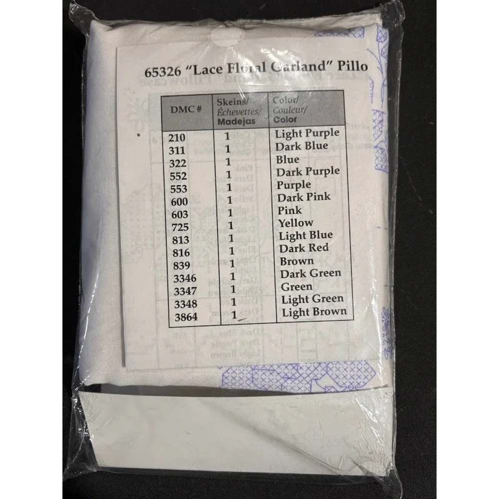 Bucilla Lace Floral Garland Stamped Cross Stitch Pillowcases 2pk 65326 White NOS